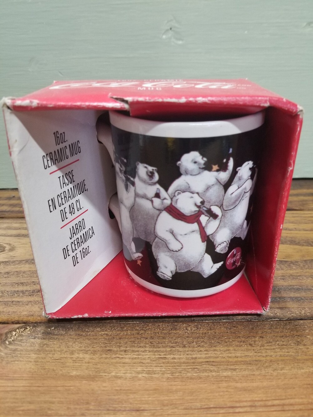 Vintage Cup Coca Cola Polar Bear Ceramic Mug in Box